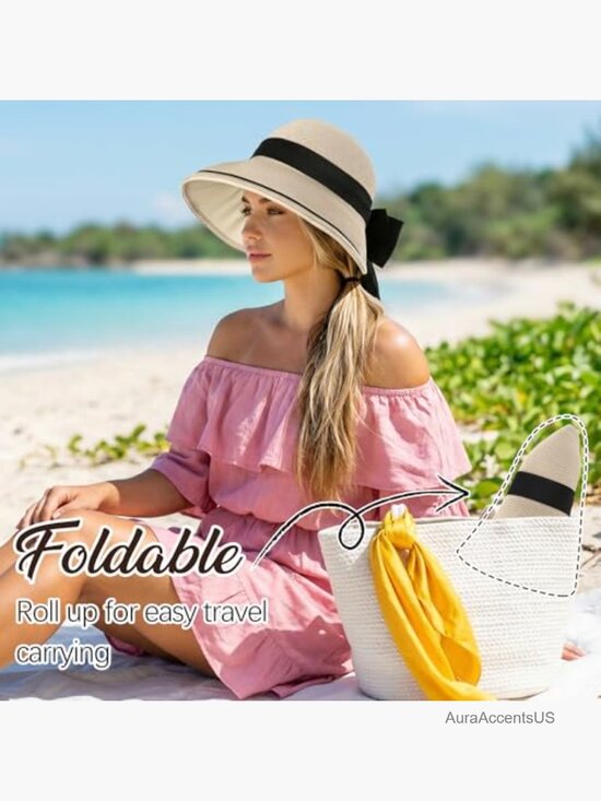 Wide Brim Sun Hat Packable Roll Up UV Protection Adjustable Ponytail Hat main image 4